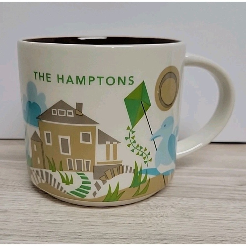 Starbucks Mug The Hamptons "You Are Here" Collection Ceramic Brown Interior 2017